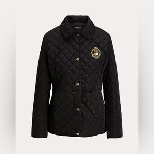 Ralph Lauren Black Label Black Crest Patch Diamond-Quilt Jacket Size Small